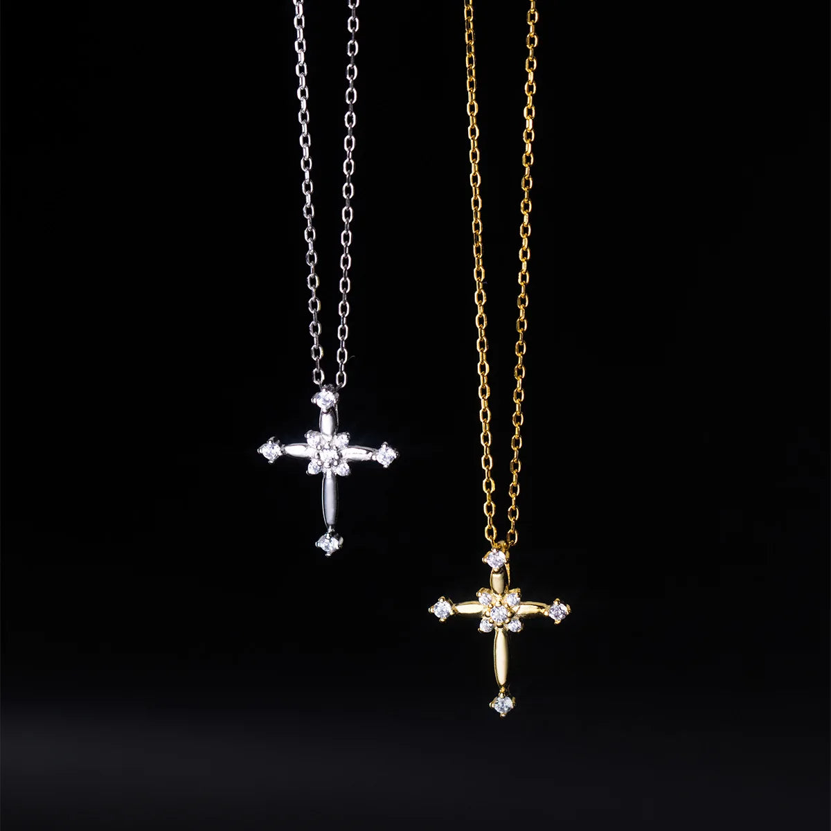 Daidan Choker Necklace Women Cross Pendant Necklace Jewelry 925 Cross Zirconia Dainty Sterling Silver Necklace