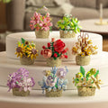 Wholesale Diy Assembly Block Toy Flower Potted Plant Simulation Bouquet Tabletop Decoration Model Toy