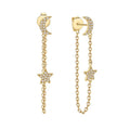 Nagosa Wholesale 925 Sterling Silver Crescent Custom Gold Vermeil Pave Cz Star Chain Girls Stud Earrings