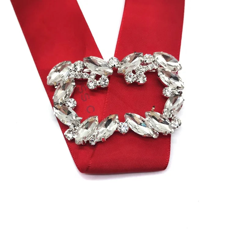 Custom Square Motif Rhinestone Shoe Buckle Fashion Bridal Wedding Crystal Shoe Clip Accessories