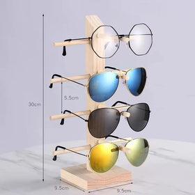 New Trend 4- Pair Wood Eyewear Spectacles Displays Stand Rack Holder on Desk I