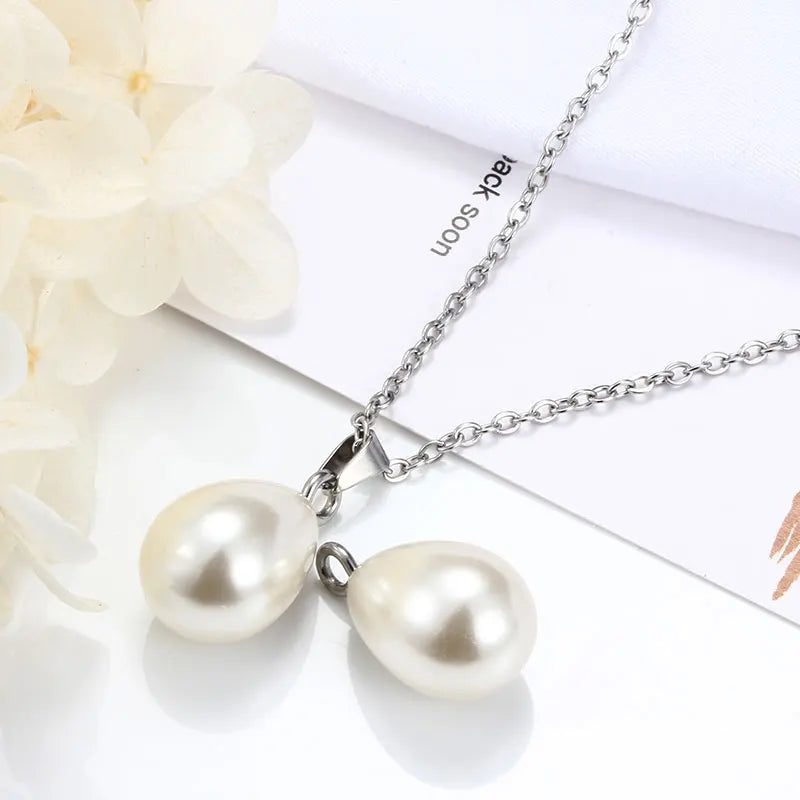 Elegant Pearls Pendant for DIY Necklace and Choker Waterproof No Fade Titanium Stainless Steel for Jewelry Making
