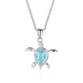 Hot Trendy Sea Turtle Shaped Pendant Rhodium Plated Tarnish Free 925 Sterling Silver Opal Pendant Necklaces for Women