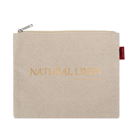 Custom Natural Printed Linen Zipper Makeup Toiletry Bag Eco Friendly Fabric Cosmetic Skincare Packaging Gift Pouch Bag With Logo