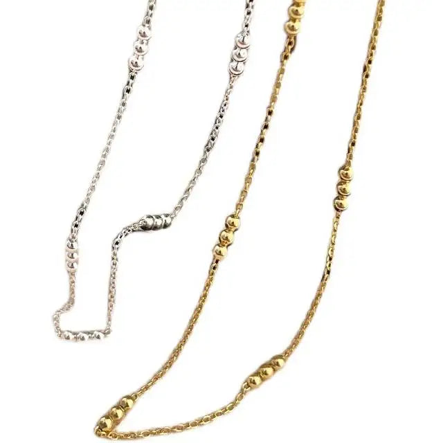 Rainbowking 925 Sterling Silver Simple Fashion Necklace with Small Beads Fine Jewelry for Weddings and Christian Ceremonies