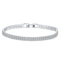 925 Sterling Silver Zircon Tennis Bracelets Double Row 2mm Crystal Diamond Bangle for Unisex