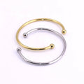 Wholesale Custom Fashion Jewelry 18k Gold Stainless Steel Round Bead Bracelet Glossy Plain Cuff Bracelet Bangles for Women
