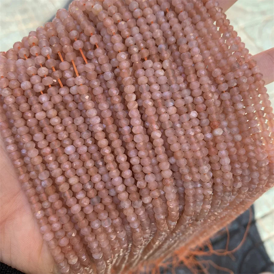 Wholesale 4*3mm 3*4mm Natural Sunstone Faceted Rondelle Beads Spacer Faceted Rondelle Stone Beads for Jewelry Making