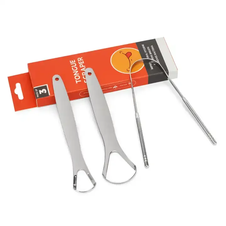 High Quality Tongue Cleaner Private Label Tongue Scraper Professional Scraper Month Cleaning Stainless Steel Tongue Cleaner