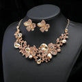 Top Quality Fashion Luxurious Flower Jewelry Set Women Crystal Necklace Earrings Set Wedding Jewelry Set