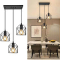 3-Light Pendant Light Fixtures Farmhouse Kitchen Island Industrial Hanging for Dining Room Bedroom Black Metal Cage E26 Lamp