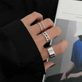 Hot Selling 3pcs Ring Set Fashion Open Adjustable Index Finger Cuban Chain Titanium Steel Fine Jewelry Rings
