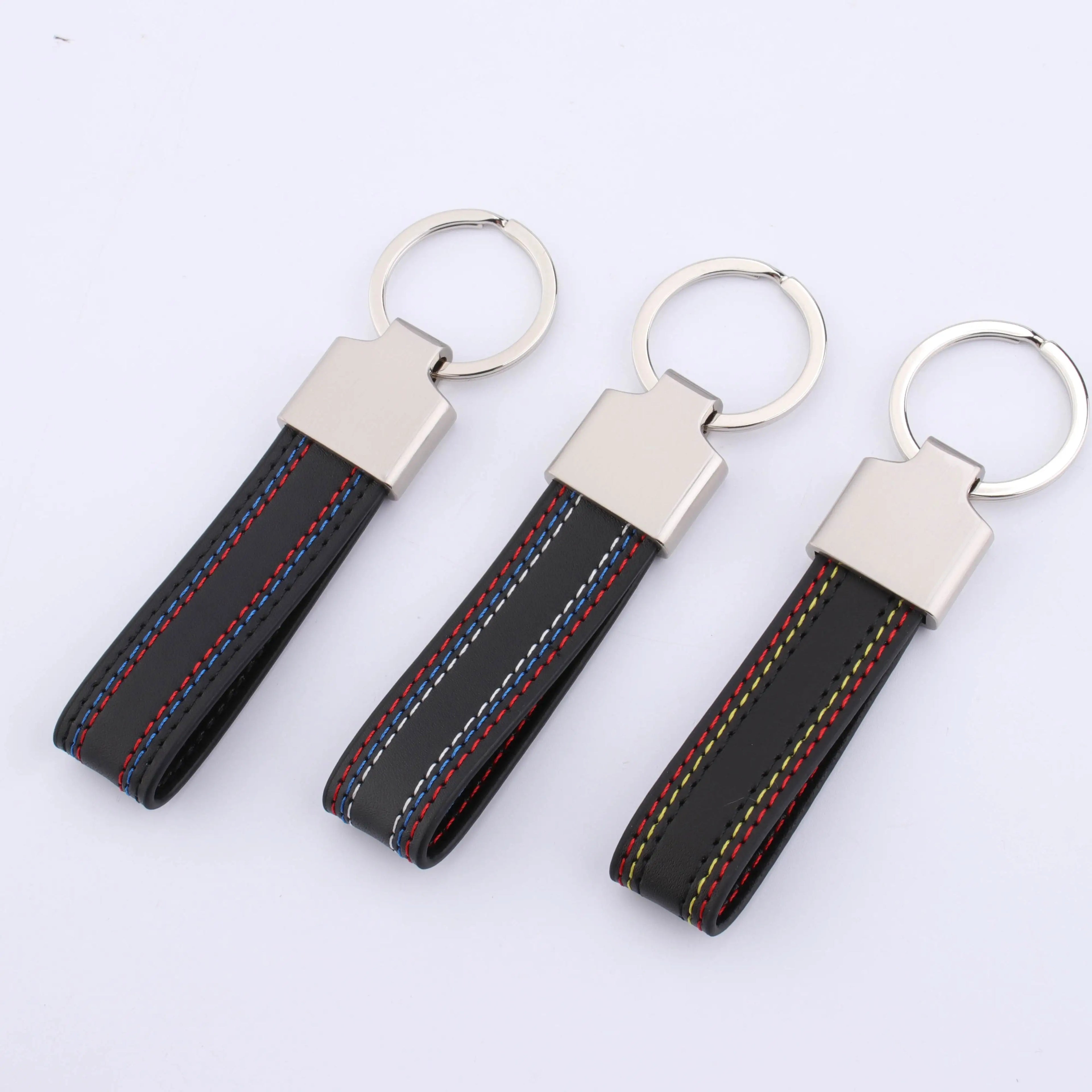 Wholesale Engraved Laser Sublimation Key Holder Personalized Logo Metal Blank Custom Leather Keychain