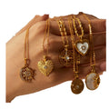 Vintage 316L Stainless Steel Necklace for Women 18K Gold Plated Fritillary Heart Pendant With Zircon and Gold Rope Chain