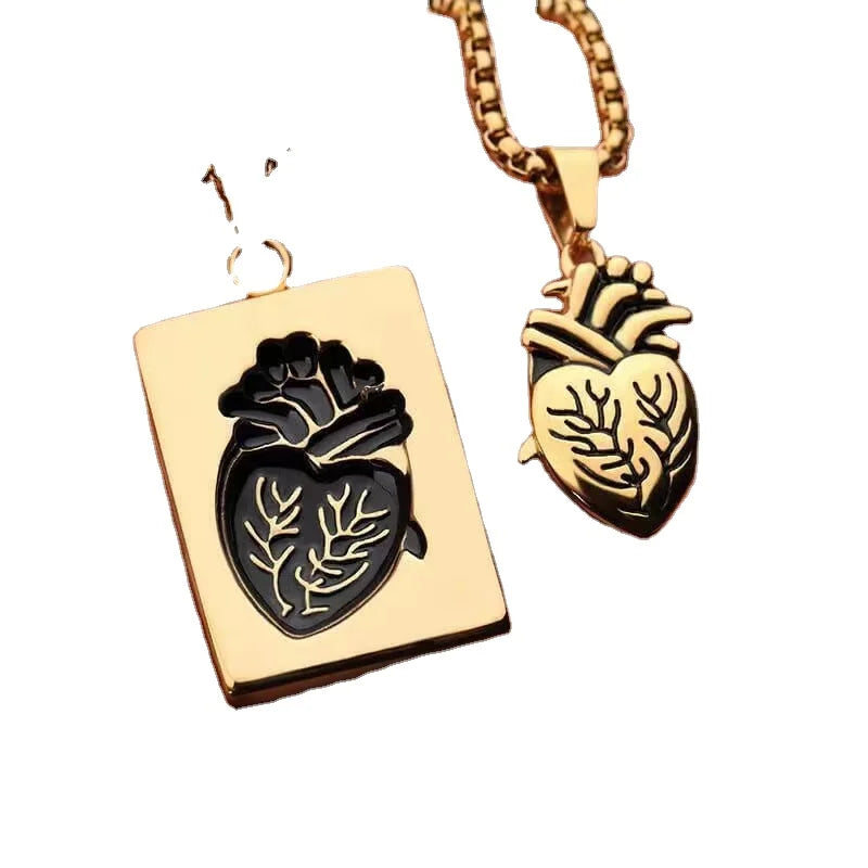 Fashion Puzzle Couple Anatomical Heart Necklace for Women Valentine Gift Gold Chain Pendant  Necklace