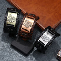 SC Hot Sale Wolf Leather Bracelet Wide Woven Leather Bangle Bracelet Retro Genuine Leather Bracelet for Men Boys
