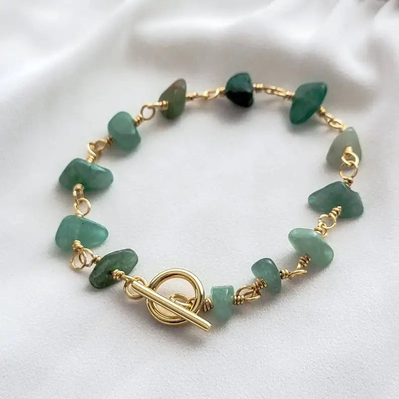 Custom Crystal Green Aventurine Bracelet Lucky Money Wealth Bracelet Dainty Stone Bracelet