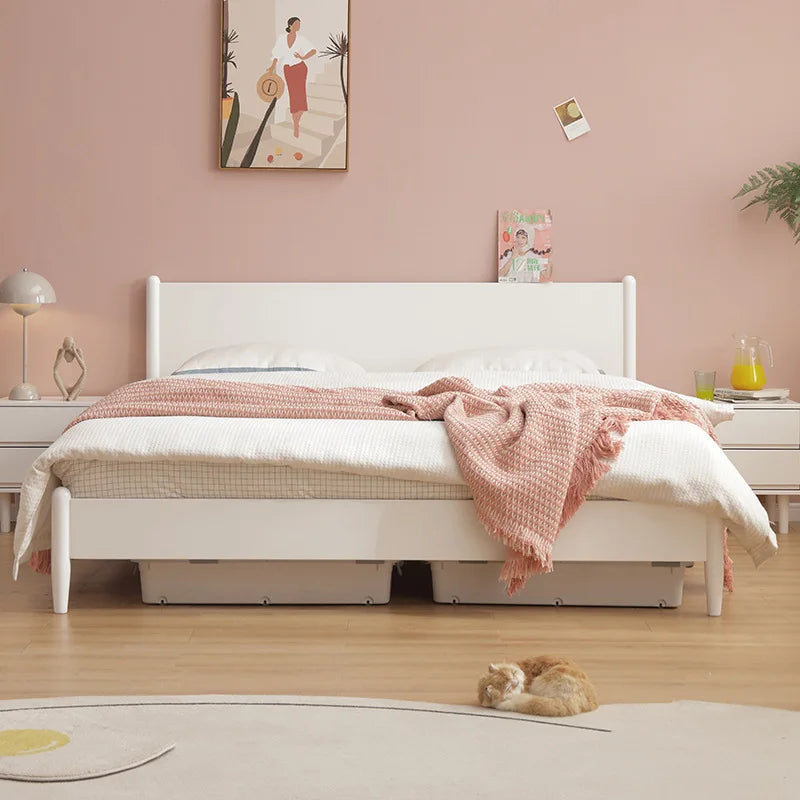 Free Sample Modern Solid Wood Double Bed Frame Oak and Pine for Bedroom Use Soft Style King Size Foldable Bed
