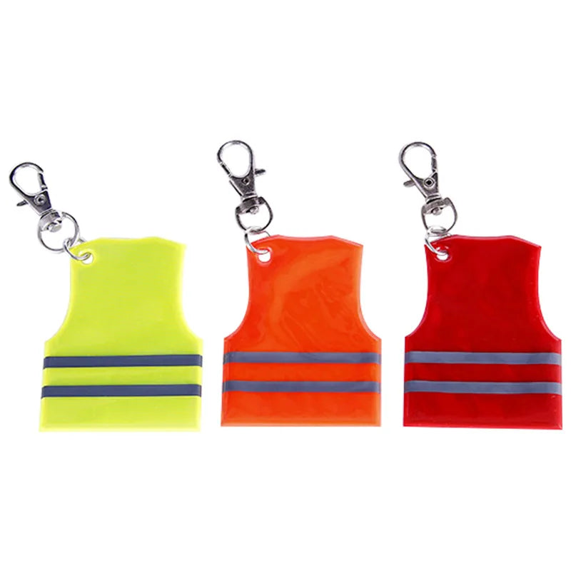 Custom Logo Safety Vest Shaped Reflective Keychain Safety Warning Reflector for School Bag Backpack Pendant