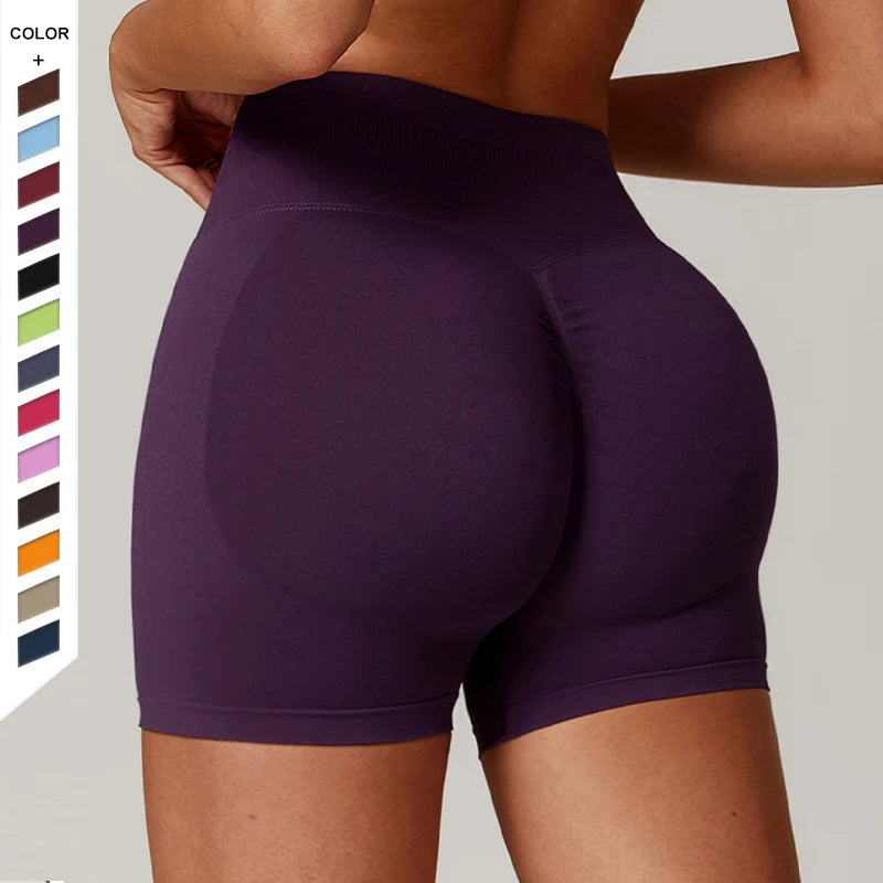 Plus Size Seamless High-Waisted Yoga Compressions Shorts Leggings Women's Tight Butt Lift Push-Up Running Fitness Sports Pants