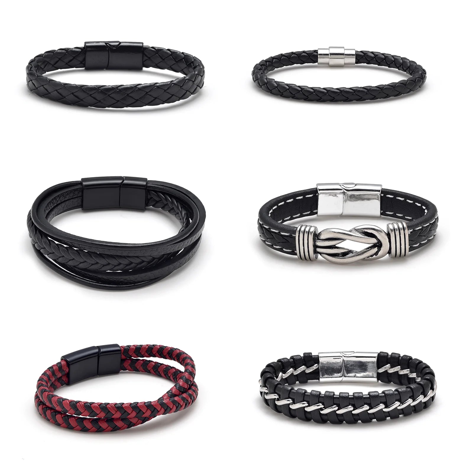 Forever Linked Together Mens Leather Bracelet With Clasp Cowhide Multi-Layer Braided Leather Mens Bracelet Bangle Wristband