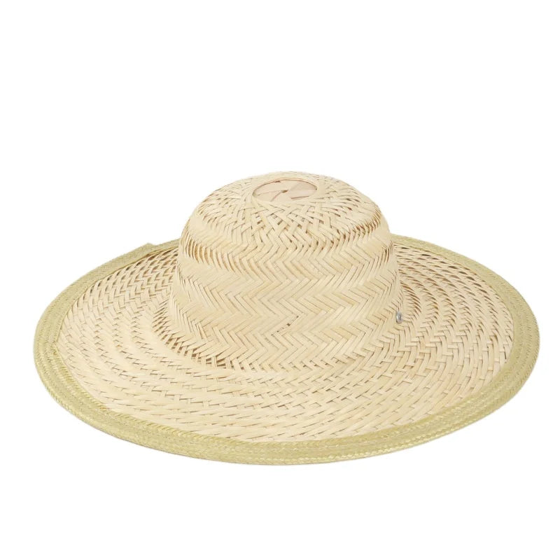 Ready to Ship Handmade Bamboo Wide Brim UV protection Sun Hat Farmers Women's Summer Hats