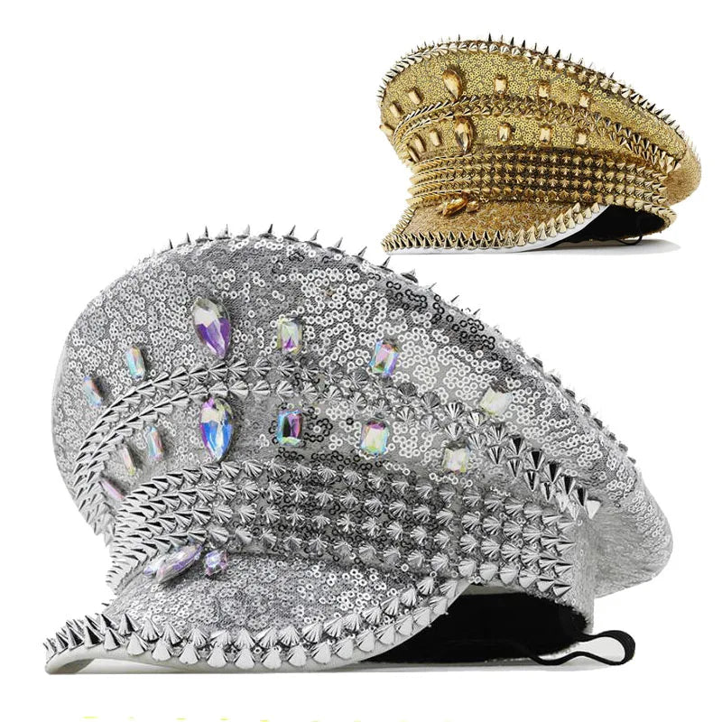 Ecowalson Handmade Women Steampunk  for Lady Sergeant Bridal Hat Hen Do Hat Festival Captain Birthday Part Hat Can C