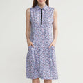Custom Ladies Sublimation Print Floral Casual Sleeveless Zip Sports Dress Polyester Elastane Golf Dress With Pockets
