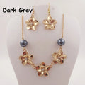 JX211 Shell Pearl Jewelry Set Plumeria Flower Necklace Hawaiian Tropical Flower Maile Leaf Lei Design Earrings 15 Colors Ready t