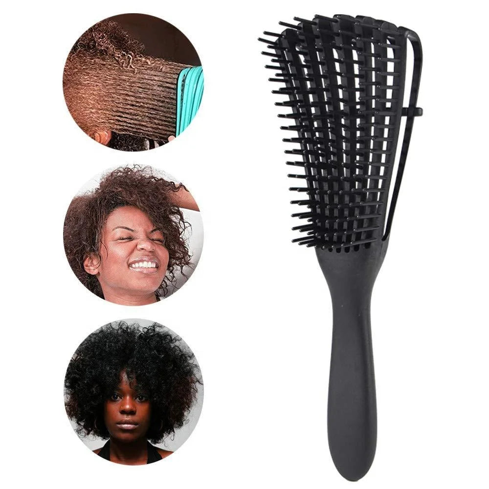 Professional Custom Logo Eight-Row Detangling Massage Comb Compact Nylon Hair Curly Hair Imprinted Plastic Hair Care Commercial