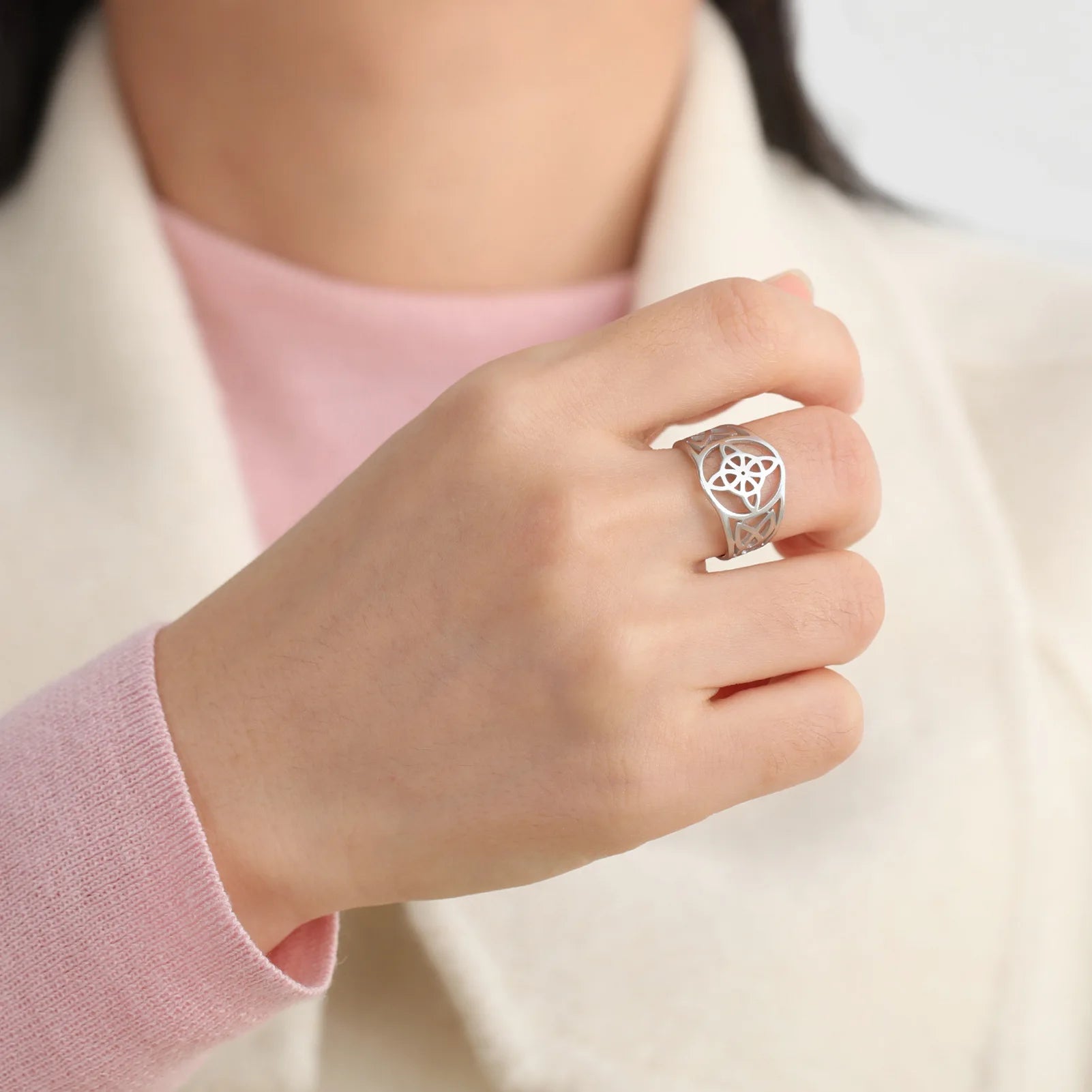 Knot Rings Women Men Witchcraft Wicca Stainless Steel Rings Celtics Knot Amulet Protection Couple Jewelry Anillos Mujer