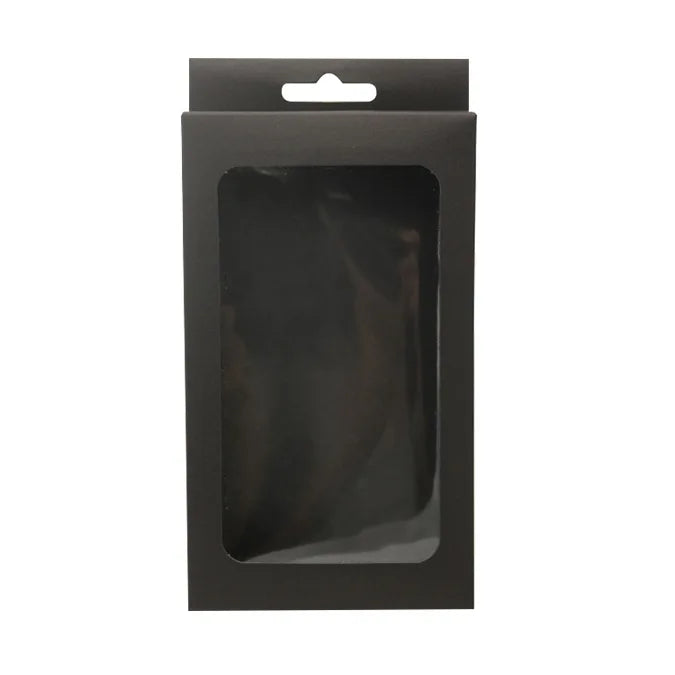 Print Logo Cell Phone Case Box Shipping Package Window Small Custom Black Phone Case Box Packaging