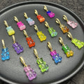 Resin Charms Earrings Necklace Glitter Candy Gummy Bear 18K Gold Plated Zircon Cute Bail Charms Pendants Jewelry Making Unisex