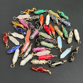 Wholesale Wrapped Blue Sandstone Point Wrap Tiger Eye Agate Point