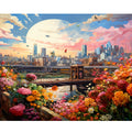 5d Diy Diamond Painting City Flowers Cross Stitch Kit Full Round Embroidery Art Picture of Rhinestones 30x40cm/12x16inch