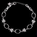 Sterling Silver 8*10mm Semi Mount Bracelet Empty Support Blank Claws Setting S925 Base Holder Without Center Stone Inlay for DIY