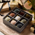Velvet Flocked Christmas Ball Ornaments 8cm Assorted Neutral Color Baubles with Gold Cap for Christmas Tree