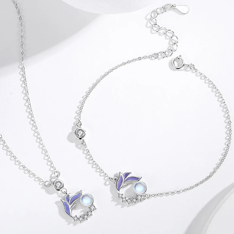 Ladies Simple Opal Charm Zirconia Stone Bracelet with Gold Plating Niche Enamel Sterling Silver for Party and Gift