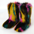 Sale Women Fashion Long Faux Wool Fur Mid Calf Flat Snow Boots Big Faux Sheep Fur Black Beige Thick Fur Warm Short Winter Boots