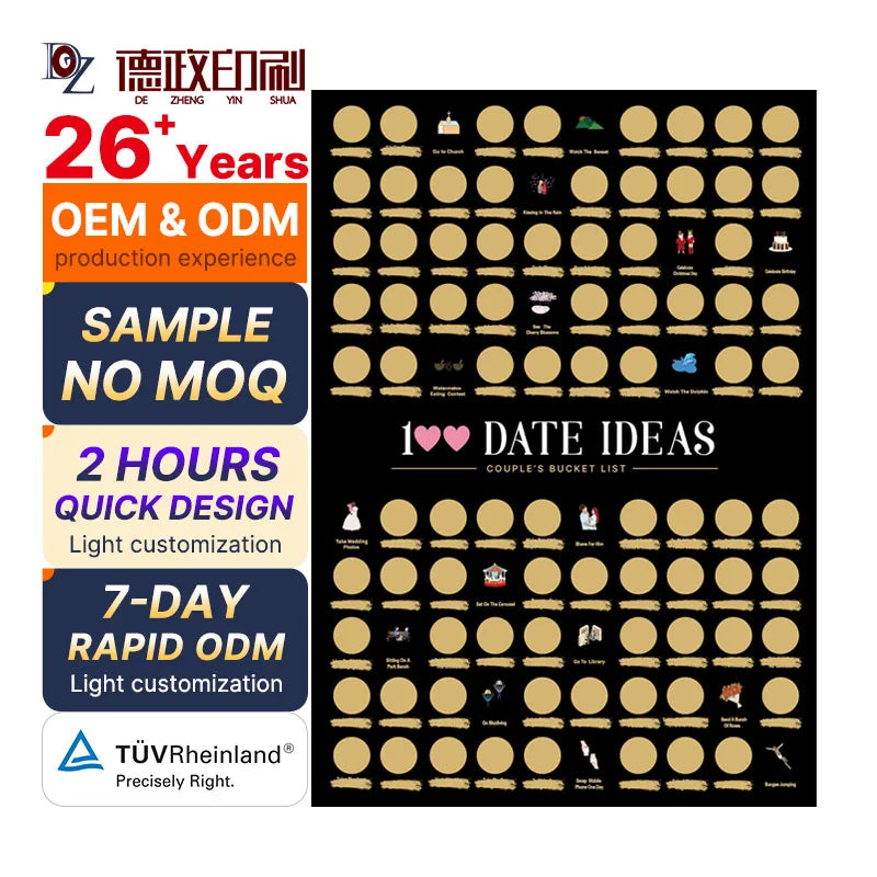100 Dates Scratch Off Poster Black Poster Customized Scratch off Posters Engagement Gifts Date Night Anniversary for Couples