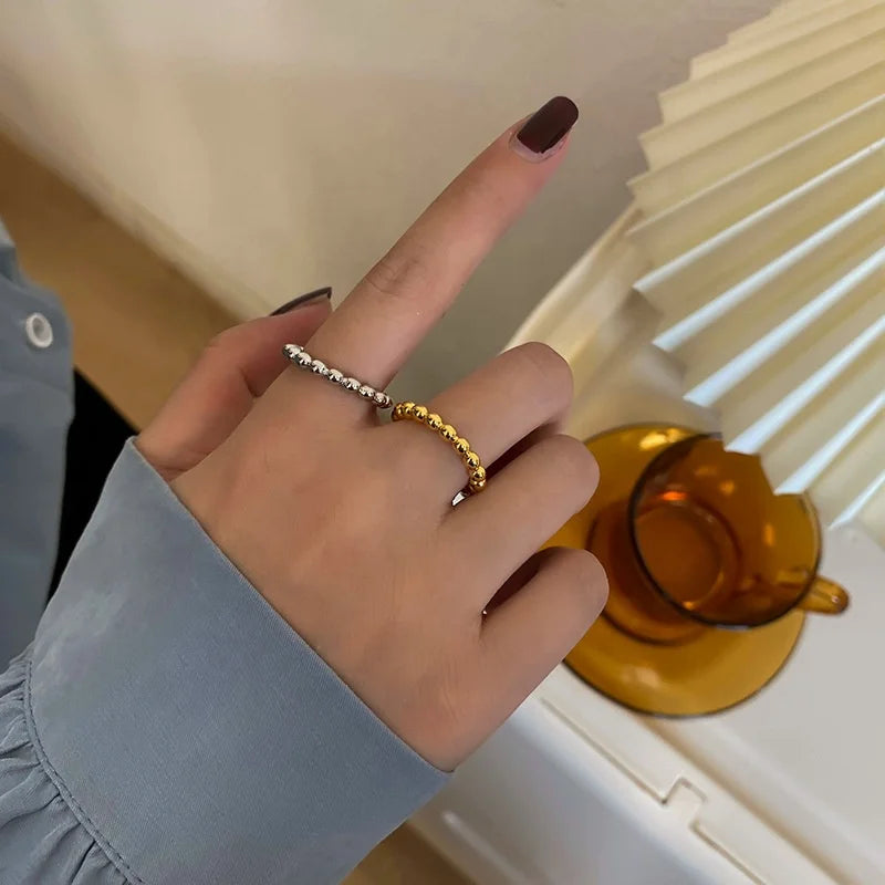Wholesale Price Fashion Gold Plate Ring Jewelry Small Round Ball Gold Plated Open Rings for Women