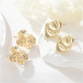 Wholesale Simple Stud Earrings Women Trendy Uneven Lotus Leaf Earrings Brass 14K Gold Plated Classic S925 Silver Needle Earring