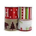 Happy Holidays Wire Edge Ribbons Decorating Christmas Wired Ribbon for Present Wrapping