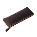 Wholesale Genuine Leather Pencil Bags Innovative Top Layer Cow Leather Hype Ball Pen Holder Box Fancy Crayon Storage Containers