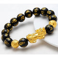 Natural Stone Mantra Beads Bracelet With Pixiu Rainbow Obsidian Tiger Eyes Red Onyx Feng Shui Crystals Bracelets for Women Men