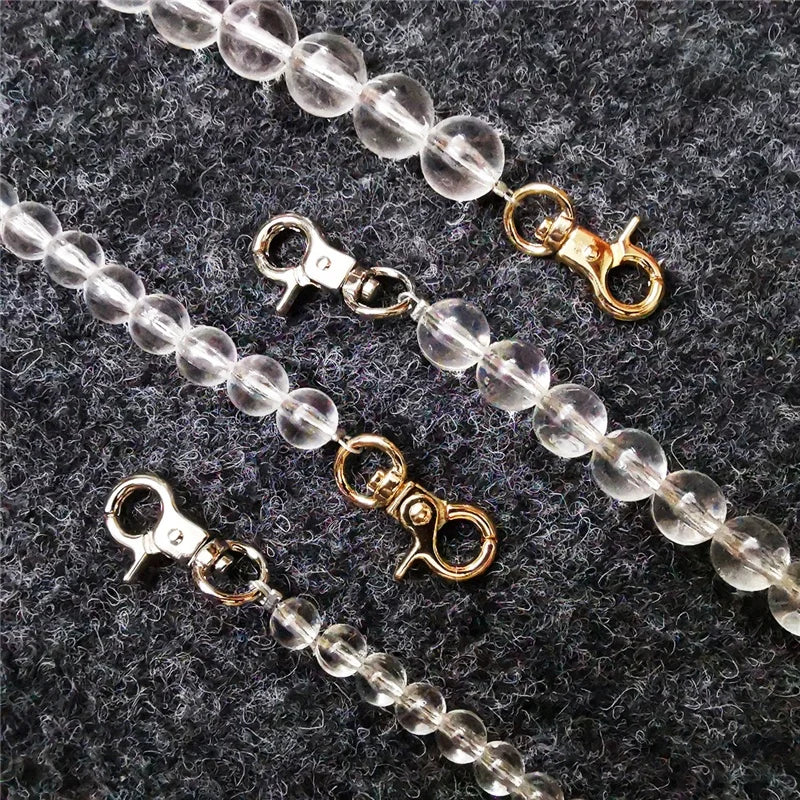 Meetee H-J495 Lady Handbag Acrylic Transparent Pearl Chain Strap Bead DIY Resin Bag Chain