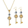 Wholesale Hawaii Key Shape Long Drop Luxury Earring Trendy Pearl Jewelry Set for Women