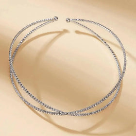 Vintage Unique Diamond Rhinestone Silver Plated Women's Fashion Choker Necklace Geometric Pattern Trendy Anniversary Competitive