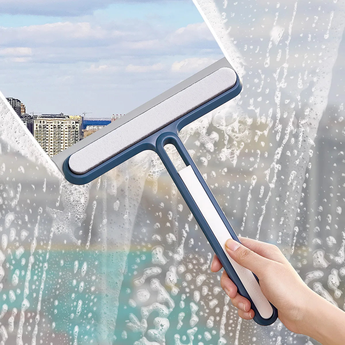 2 in 1 Home Glass Scraper Glass Wiper Window Cleaning Brush Shower Squeegee for Glass