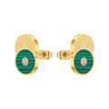 Original Design 18K Gold Plated Stainless Steel Jewelry Round Thread Green Stone Zircon Ear Stud for Woman Gift Earrings E231470